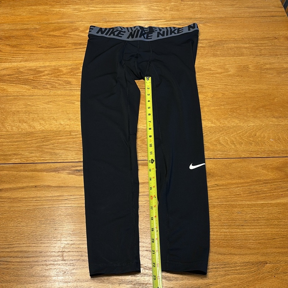 Three piece Boys Nike Black Tights with Black Sweatshirt & Blue Striped Top - Picture 5 of 11